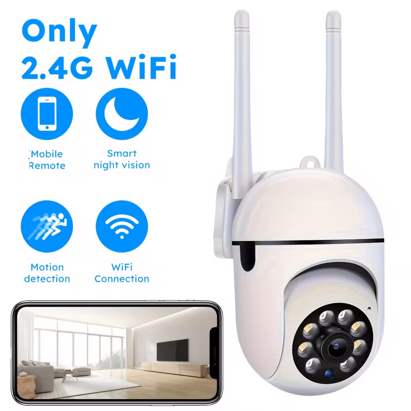 【新品】Ease Life APP対応 ワイヤレス WiFi 防犯カメラ、1080P HD 屋内/屋外 防水カメラ、カラーナイトビジョン、双方向音声、360度パンチルト/ズーム、動体追跡&検知 ホームセキュリティ用、スポットライト&サイレン、USB電源